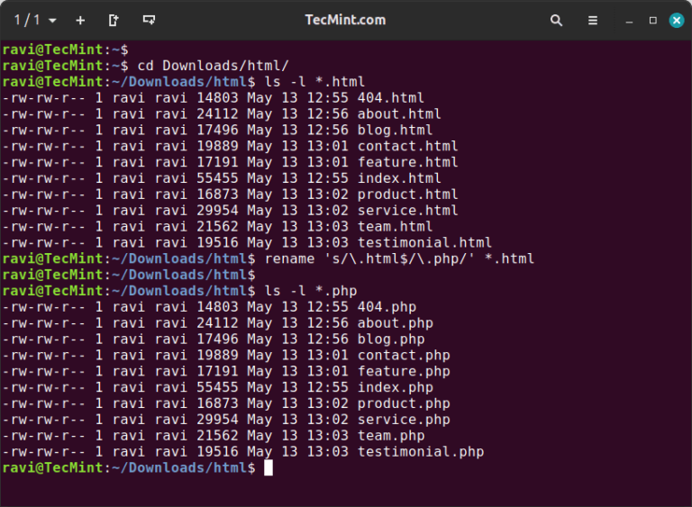 Rename - Quickly Batch File Renaming in Linux