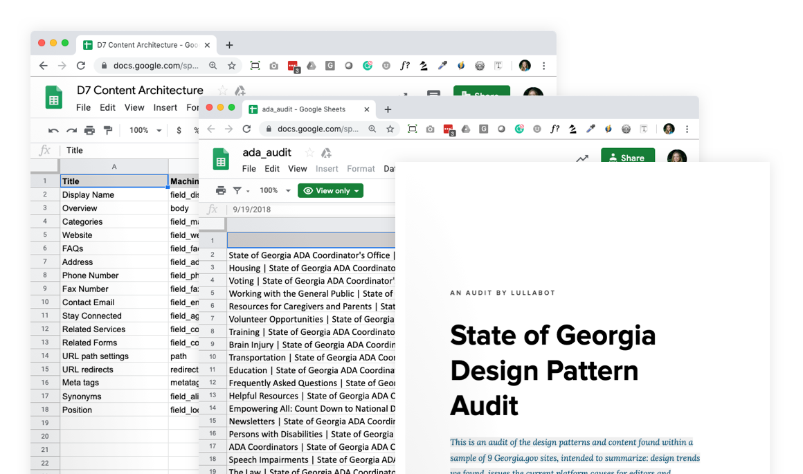 Spreadsheets for the Drupal 7 content architecture and content audits