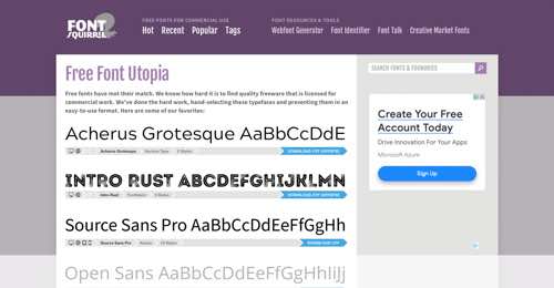 Home page of Font Squirrel