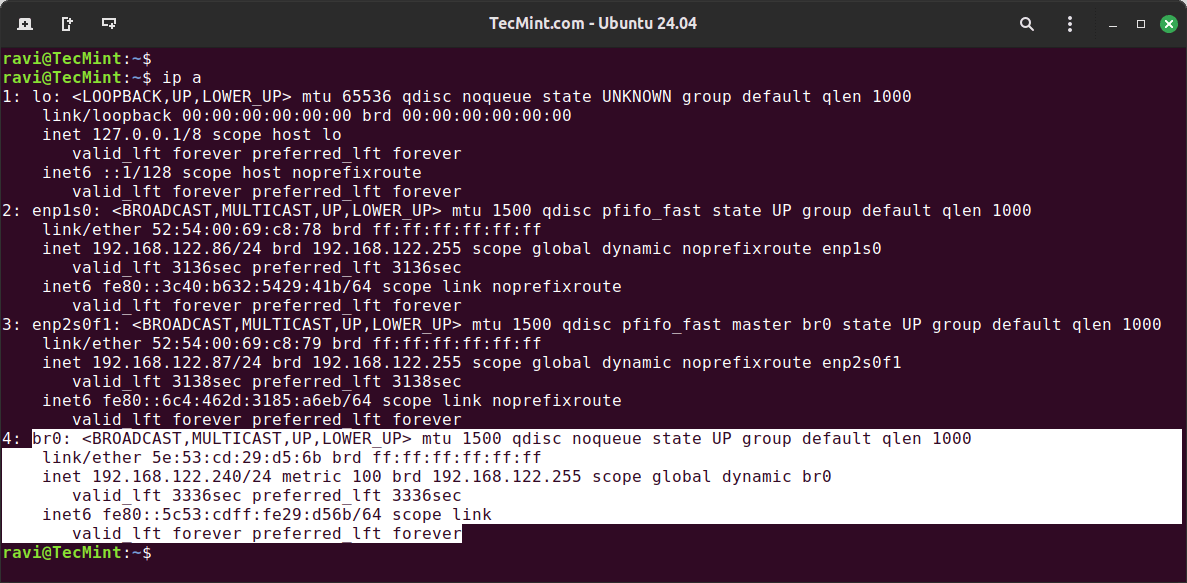 Confirm Network Bridge