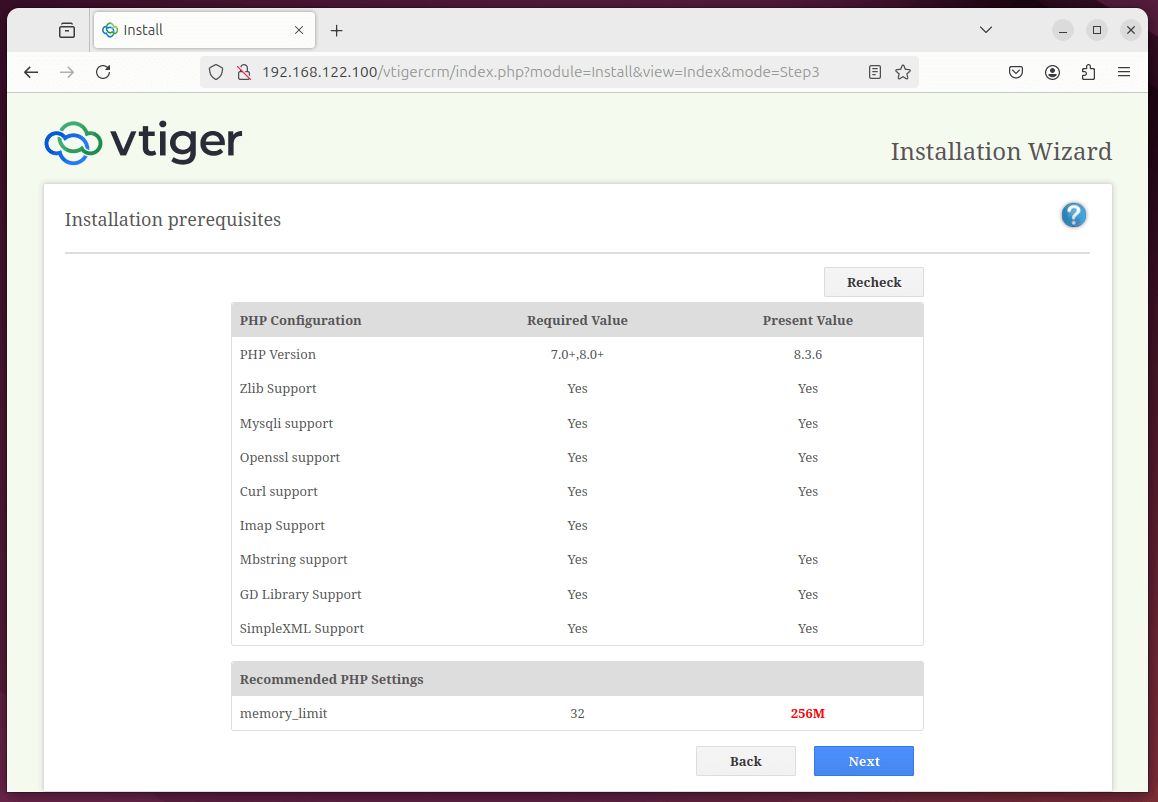 Vtiger CRM Installation Checks