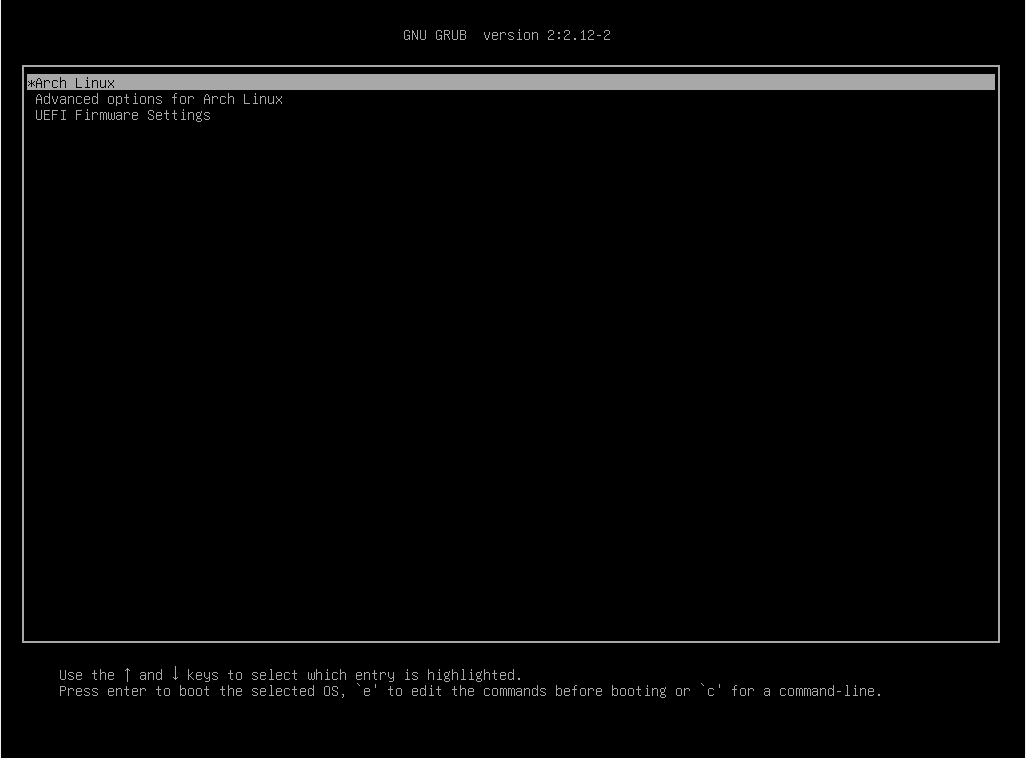 Arch Linux Grub Menu