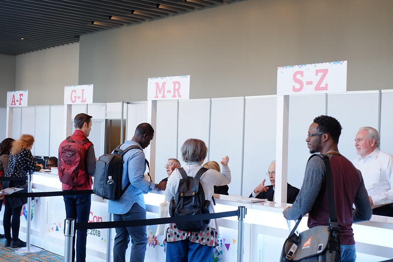 People registering at DrupalCon Nashville 2018