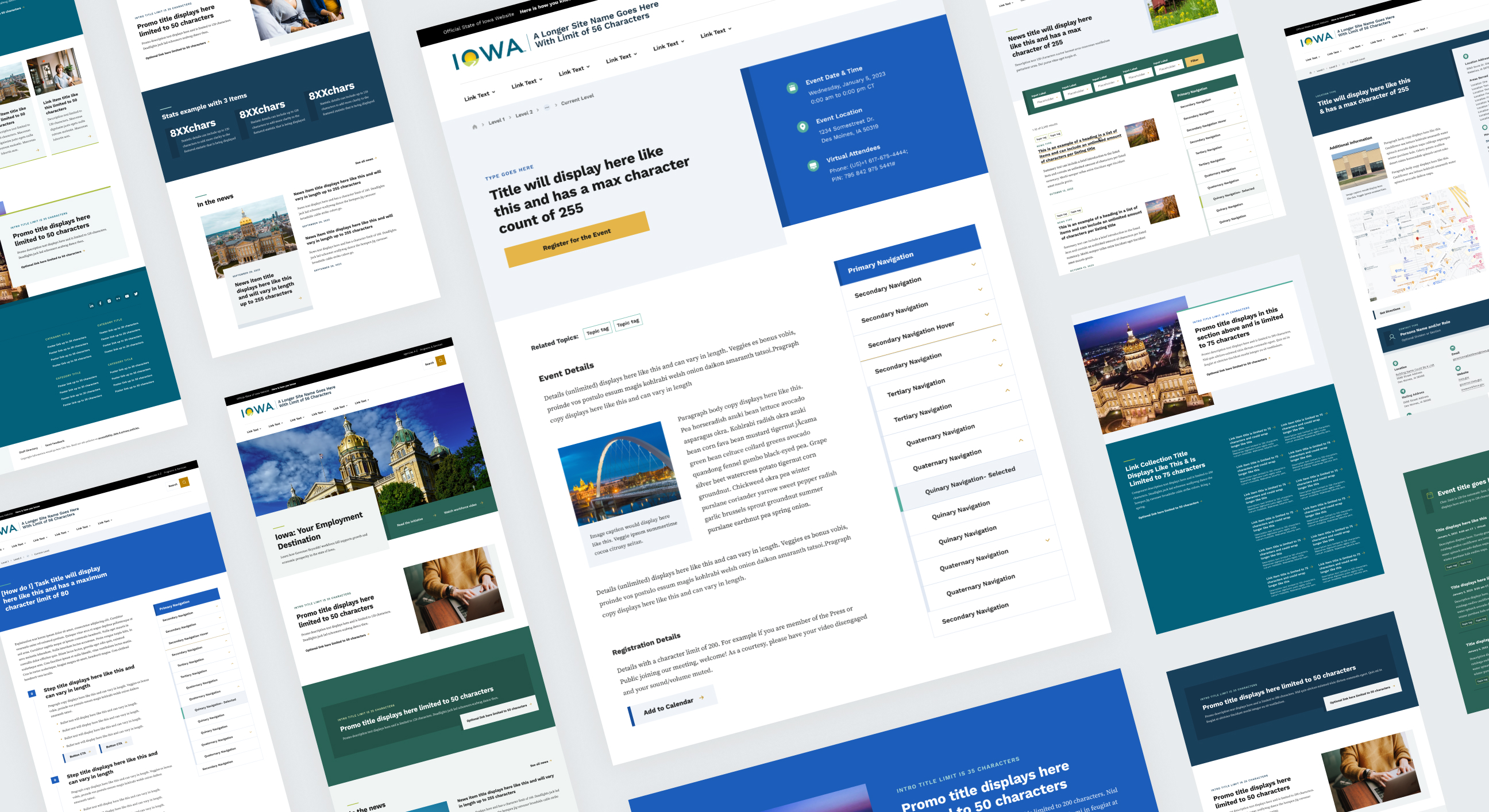 Several different webpages using the new Iowa.gov platform