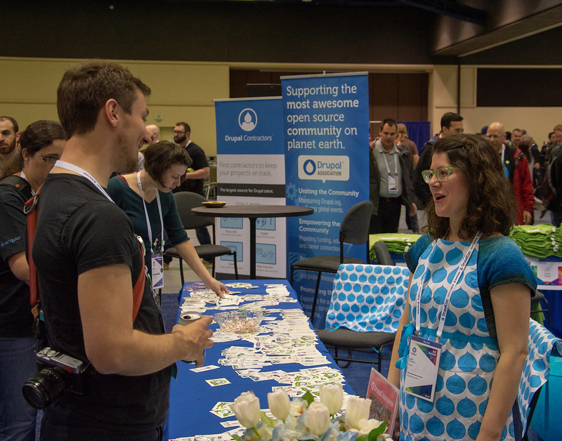 Opening reception with dasjo and lizzjoy in DrupalCon Seattle. photo by hussainweb