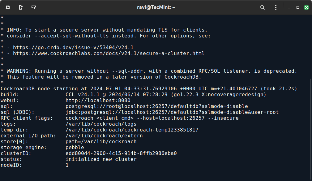 Initialize CockroachDB Cluster