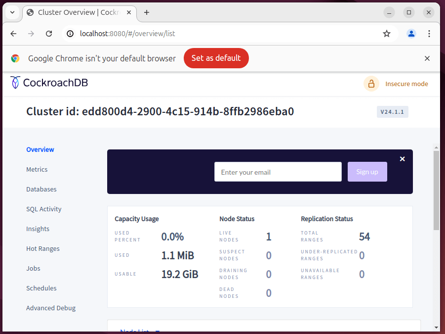 CockroachDB Web Admin UI