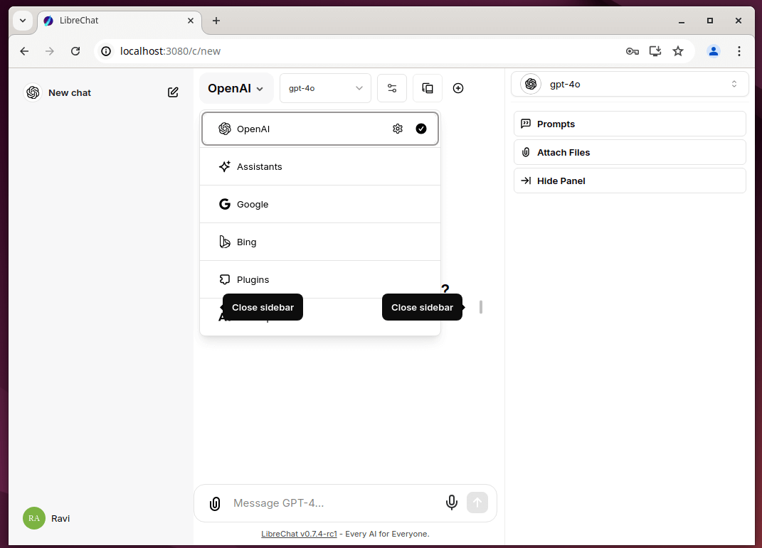 LibreChat Web Interface