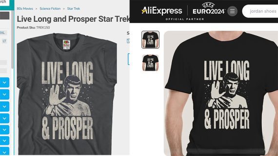 Screenshot of the "Live Long & Prosper" t-shirt