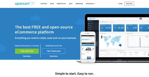 Home page of OpenCart