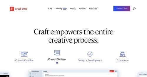 Home page of Craft CMS