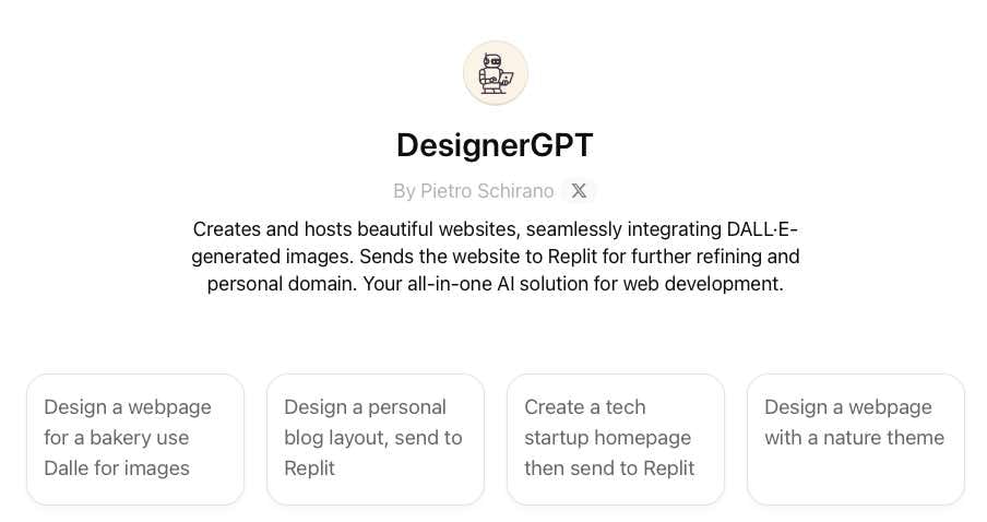 Screenshot of "DesignerGPT" thumbnail image on GPT Store