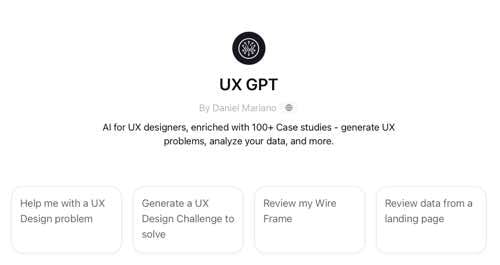 Screenshot of "UX GPT" thumbnail image on GPT Store