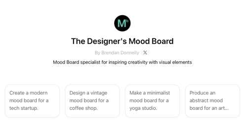 Screenshot of "The Designer’s Mood Board" thumbnail image on GPT Store