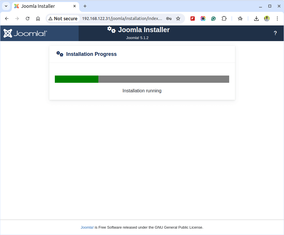 Joomla Installation Progress