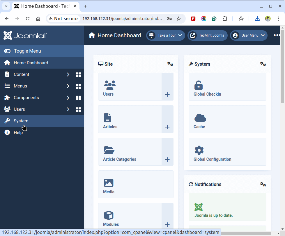 Joomla Admin Dashboard