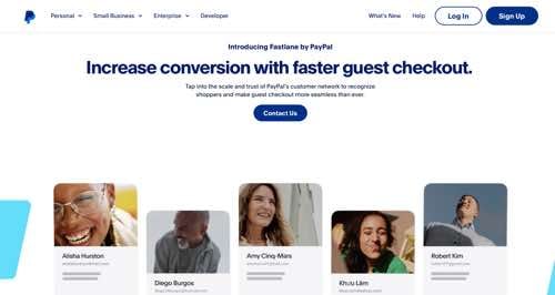 Web page for Fastlane by PayPal