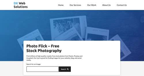 Web page for DK Web Solutions's Photo Flick