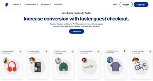 Web page of Fastlane by PayPal