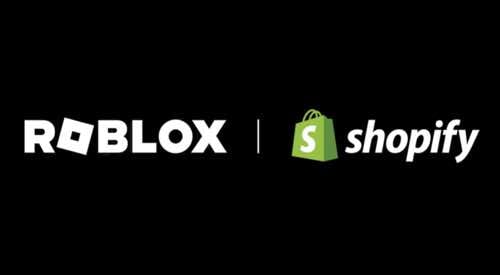 Web page with logos of Roblox and Shopify