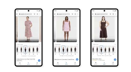 Screenshot from Google of virtual dress try ons.