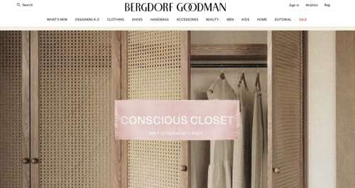 Home page of Conscious Closet by Bergdorf Goodman