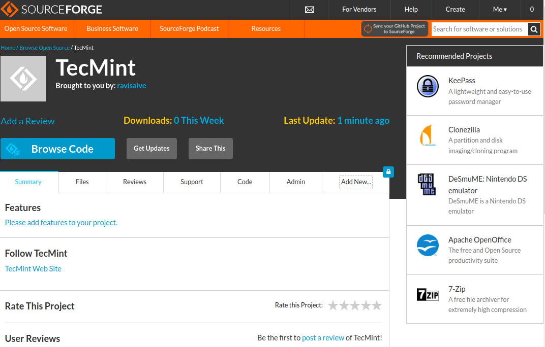 TecMint SourceForge Project