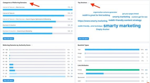 Screenshot of the Semrush report