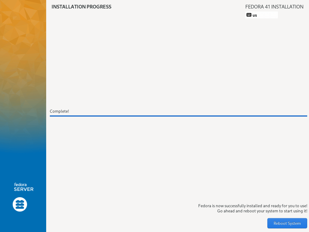 Fedora Install Complete