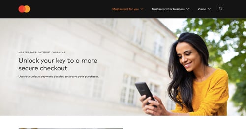 Web page of Mastercard Payment Passkey Service