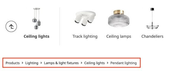 Screenshot of an Ikea product category page