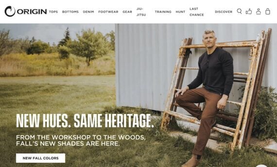 Screenshot of Origin's home page showing a male outdoors Screenshot of Origin's home page showing a male outdoors
