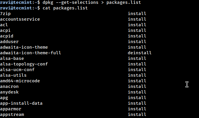 Backup Ubuntu Installed Packages