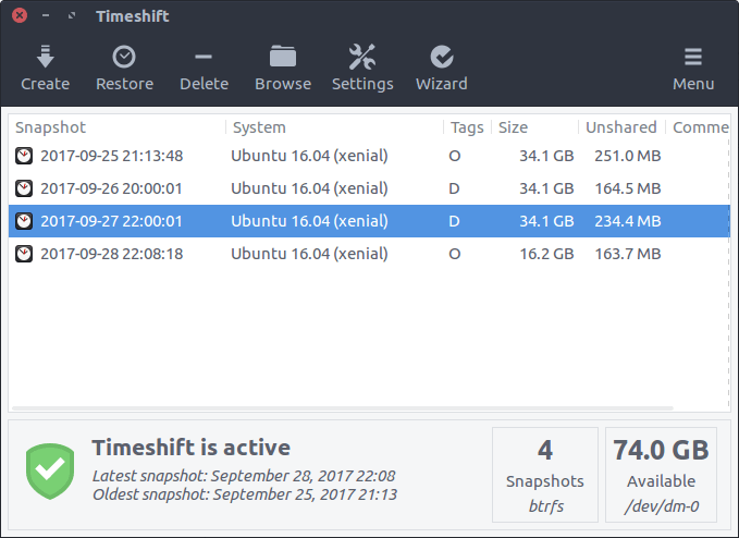 Timeshift - System restore tool for Linux