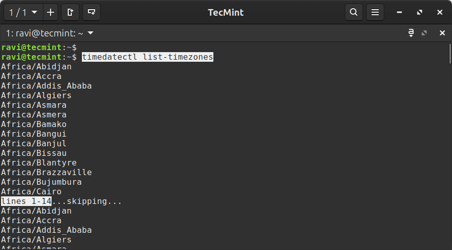 List All Timezones on a Linux System