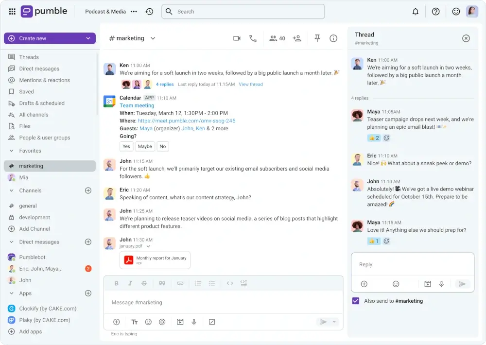 Pumble – Free Chat & Collaboration App