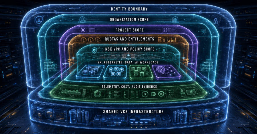 Tenant isolation aligns identity, resource, network, service, security, operational, and cost boundaries rather than relying on a single project or VPC.